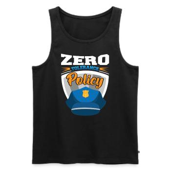 Zero Tolerance Policy Friendliness Police Cap - Men's Premium Organic Tank Top - black - Front - AI Model Male 178 light (178cm)