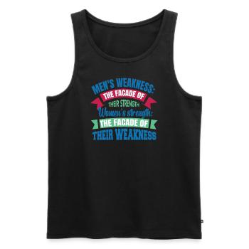 The weakness of men: the façade of their strength - Men's Premium Organic Tank Top - black - Front - AI Model Male 178 light (178cm)