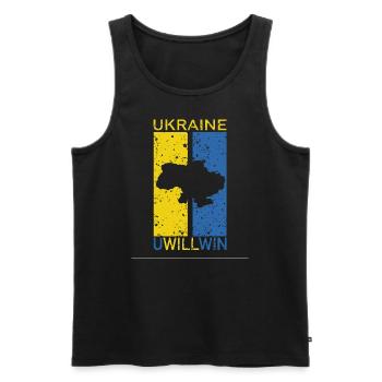 Ukraine Uwillwin Symbole du drapeau ukrainien Victoire - Débardeur bio Premium Homme - noir - Devant - Michal (187cm)