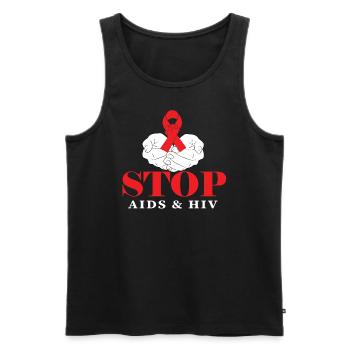 Soutien de la bureaucratie Stop AIDS S VIH - Débardeur bio Premium Homme - noir - Devant - AI Model Male 178 light (178cm)