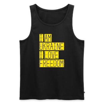 Je suis l’Ukraine J’aime la liberté indépendance - Débardeur bio Premium Homme - noir - Devant - AI Model Male 178 light (178cm)