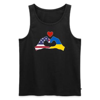 America Supports Ukraine Love Heart - Men's Premium Organic Tank Top - black - Front - Michal (187cm)