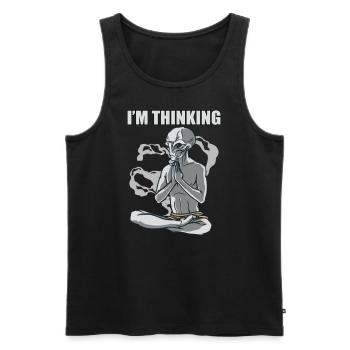 Ich Denke Alien Yoga Meditation Zitat Geschenk - Männer Premium Bio Tank Top - Schwarz - Vorne - Michal (187cm)