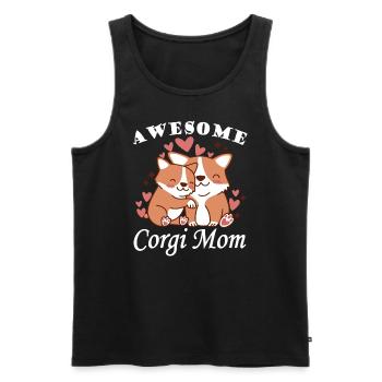 Ehrfürchtiger Corgi-Mutter-Sohn-Flaum-kawaii-Hund - Männer Premium Bio Tank Top - Schwarz - Vorne - Michal (187cm)