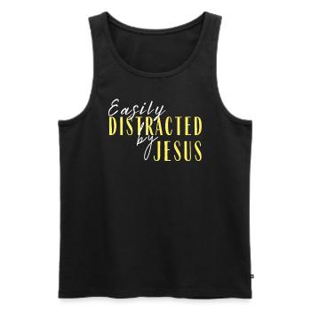 Easily distracted by Jesus' Bible of Faith quote - Men's Premium Organic Tank Top - black - Front - Michal (187cm)