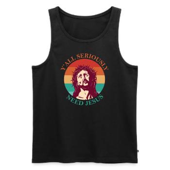 Sie Brauchen Ernsthaft Jesus Heilige Ikone Des - Männer Premium Bio Tank Top - Schwarz - Vorne - AI Model Male 178 light (178cm)