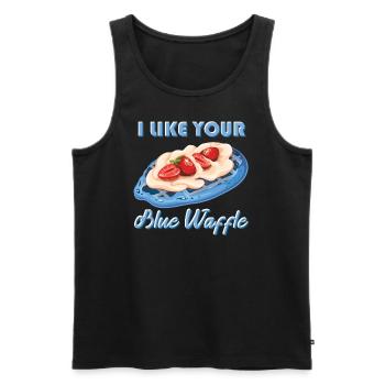I like your blue waffle cookies strawberries - Men's Premium Organic Tank Top - black - Front - AI Model Male 178 light (178cm)