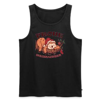 Frohe Weihnachten Utensilien Santa's Hut Faultier - Männer Premium Bio Tank Top - Schwarz - Vorne - Michal (187cm)