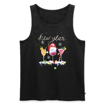 Cocktails du Nouvel An Flocons de neige d’hiver - Débardeur bio Premium Homme - noir - Devant - Michal (187cm)