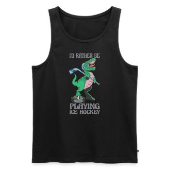 Ich Würde Lieber Ice Hockey Stick Dinosaurier - Männer Premium Bio Tank Top - Schwarz - Vorne - Michal (187cm)