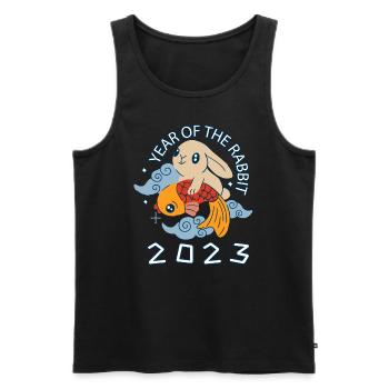 Joyeux Nouvel An Chinois Lapin 2023 - Débardeur bio Premium Homme - noir - Devant - Michal (187cm)