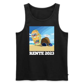 Pension 2023 Beach Pixel Coconut Cocktail - Men's Premium Organic Tank Top - black - Front - AI Model Male 178 light (178cm)