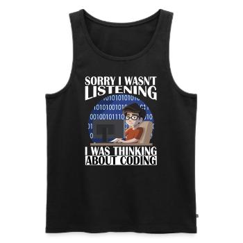 Sorry, I was thinking of coding - Men's Premium Organic Tank Top - black - Front - Michal (187cm)