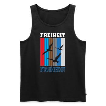Freedom is the highest good Gift quote - Men's Premium Organic Tank Top - black - Front - Michal (187cm)