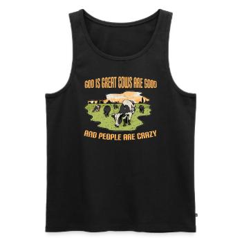 Dieu est grand, les vaches sont bonnes - Débardeur bio Premium Homme - noir - Devant - Michal (187cm)