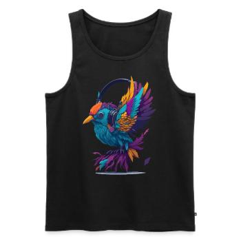 music birdie - Men's Premium Organic Tank Top - black - Front - AI Model Male 178 light (178cm)