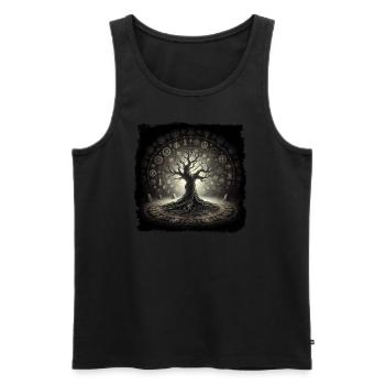 Slawischer Weltenbaum | Baum des Lebens | Yggdrasil - Männer Premium Bio Tank Top - Schwarz - Vorne - AI Model Male 178 light (178cm)
