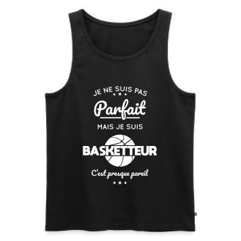 Je ne suis pas parfait mais je suis basketteur - Débardeur bio Premium Homme - noir - Devant - Michal (187cm)