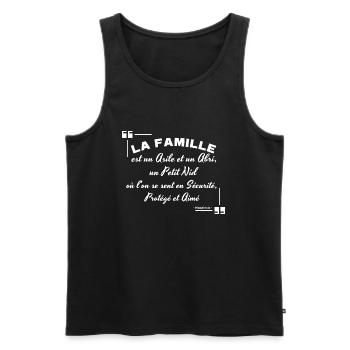 LA FAMILLE un asile, un abri, un petit nid d'amour - Débardeur bio Premium Homme - noir - Devant - AI Model Male 178 light (178cm)