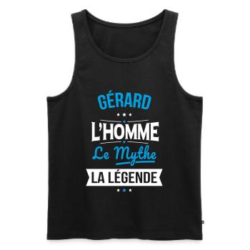 Gérard - L'Homme - Le Mythe - La Légende - Débardeur bio Premium Homme - noir - Devant - Michal (187cm)