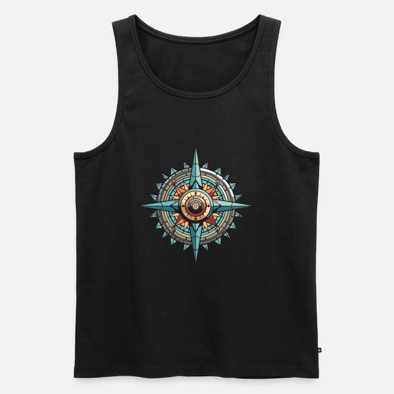 Kompass Reise - Männer Premium Bio Tank Top - Schwarz