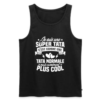 Je suis une super tata, humour cadeau tata - Débardeur bio Premium Homme - noir - Devant - AI Model Male 178 light (178cm)