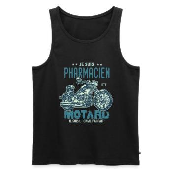 motard le meilleur pharmacien le meilleur - Débardeur bio Premium Homme - noir - Devant - AI Model Male 178 light (178cm)
