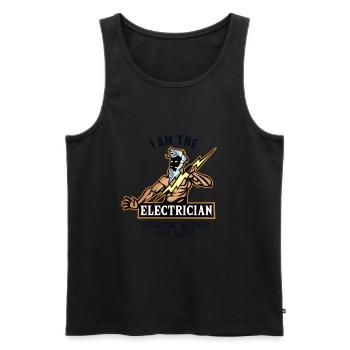 I am the Electrician Installateur-électricien - Débardeur bio Premium Homme - noir - Devant - Michal (187cm)