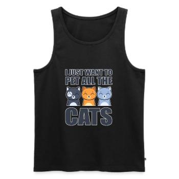 I Just Want To Pet All The Cats Cat Daddy Cat Mom - Men's Premium Organic Tank Top - black - Front - Michal (187cm)