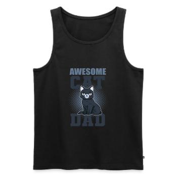 Awesome Cat Dad chaton chat de gouttière - Débardeur bio Premium Homme - noir - Devant - AI Model Male 178 light (178cm)