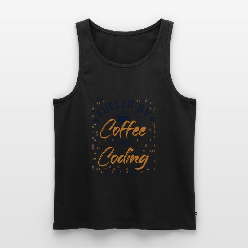 Fueled by Coffee and Coding Coder Software Men's Premium Organic Tank Top