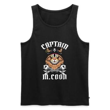Cat Pirate Kaptitän Maine Coon Pirate Gift - Men's Premium Organic Tank Top - black - Front - Michal (187cm)