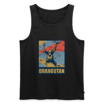 Orang-Utan Retro - Männer Premium Bio Tank Top - Schwarz - Vorne - AI Model Male 178 light (178cm)