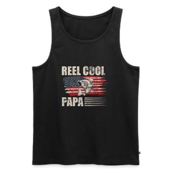 Cadeau de pêche papa - Débardeur bio Premium Homme - noir - Devant - Michal (187cm)