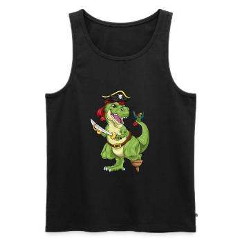 T-Rex Pirate Dinosaur Pirate Pirate Costume - Men's Premium Organic Tank Top - black - Front - Michal (187cm)