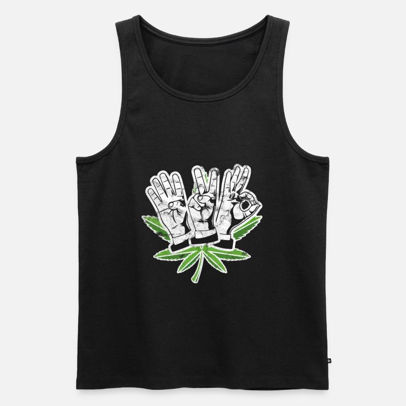 420 Hanfpflanze - Männer Premium Bio Tank Top - Schwarz