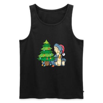 T-Rex at the Christmas tree sad Dino Christmas - Men's Premium Organic Tank Top - black - Front - Michal (187cm)