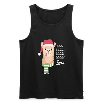 La La La Lama Christmas Mulled Wine Party Lama - Men's Premium Organic Tank Top - black - Front - Michal (187cm)