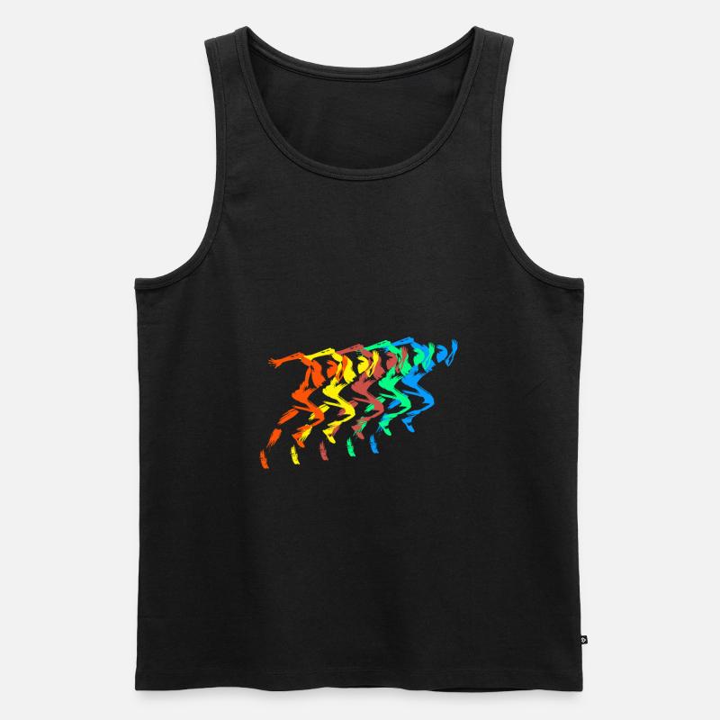 Leichtathletik Läufer Bunt Sprinter - Männer Premium Bio Tank Top - Schwarz