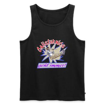 Calisthenics geht immer - Männer Premium Bio Tank Top - Schwarz - Vorne - AI Model Male 178 light (178cm)