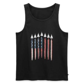 F14 Tomcat Fighter Jet USA Drapeau F-14 4 juillet - Débardeur bio Premium Homme - noir - Devant - AI Model Male 178 light (178cm)
