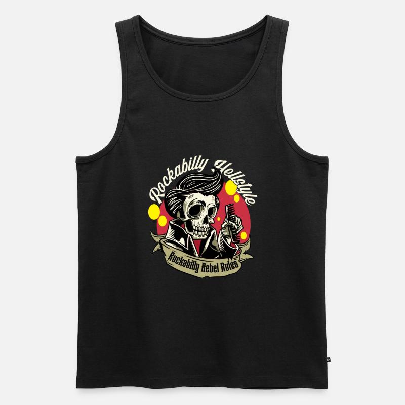 Rockabilly Rebel Rules Rockabilly Hellstyle - Männer Premium Bio Tank Top - Schwarz