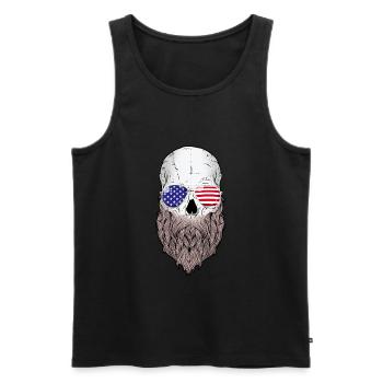Bearded del port USA Aviators amateur de barbe - Débardeur bio Premium Homme - noir - Devant - AI Model Male 178 light (178cm)