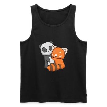 Giant Panda And Red Panda Hugging Cute Panda Hug - Männer Premium Bio Tank Top - Schwarz - Vorne - AI Model Male 178 light (178cm)