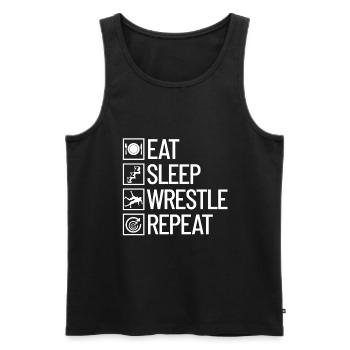 Eat Sleep Wrestle Repeat Wrestling Life Wrestler - Männer Premium Bio Tank Top - Schwarz - Vorne - Michal (187cm)
