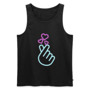 K-Pop Kdrama Electric Korean K Pop Finger HeartKor - Männer Premium Bio Tank Top - Schwarz - Vorne - Michal (187cm)