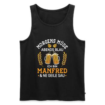 Morgens Müde Abends Blau Manfred Vornamen Outfit - Männer Premium Bio Tank Top - Schwarz - Vorne - Michal (187cm)