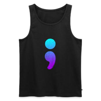Semikolon Selbstmordbewusstsein Semi -Kolon -Selbs - Männer Premium Bio Tank Top - Schwarz - Vorne - Michal (187cm)