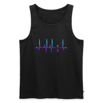 Semikolon Herz schlug Selbstmordbewusstsein Selbst - Männer Premium Bio Tank Top - Schwarz - Vorne - Michal (187cm)