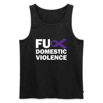Fick h�usliche Gewalt Purpurband Gewalt�berlebende - Männer Premium Bio Tank Top - Schwarz - Vorne - Michal (187cm)